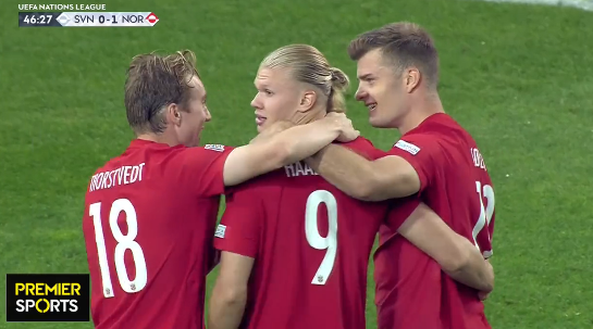 Haaland anotó el primer tanto de Noruega