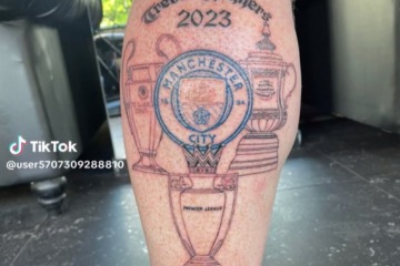 Los fanáticos esperan que el tatuaje triple del seguidor de Man City fracase cuando el entintado prematuro se vuelve viral